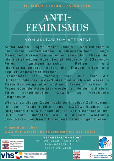 Workshop Antifeminismus vhs und DEXT-Fachstelle Wetzlar