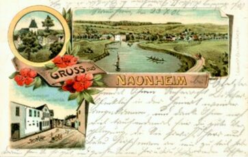 Alte Postkarte von Naunheim (1906)
