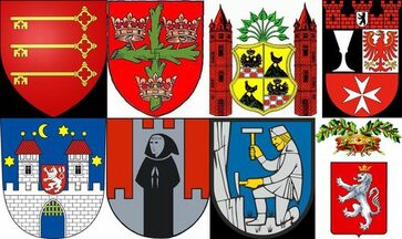 Collage der Wappen aller Partnerstädte