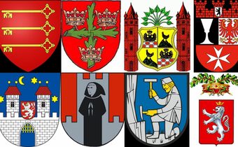 Collage der Wappen aller Partnerstädte