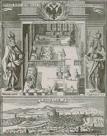 Die Kanzlei des Reichskammergerichts, Kupferstich, 18. Jahrhundert