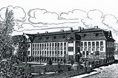 Erstes Gebäude der Fa. Moritz Hensoldt & Söhne um 1909 in der Gloelstraße